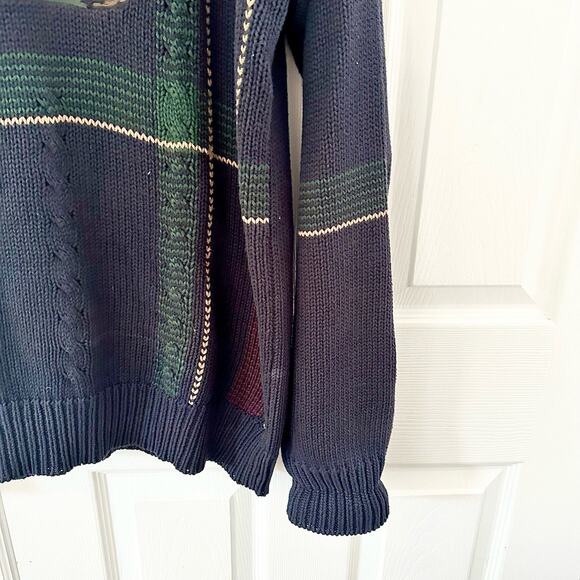 Gant Vintage Hand Intarsia Swinging Golfer Crew Neck Jumper Sweater Large Tall - Picture 6 of 13